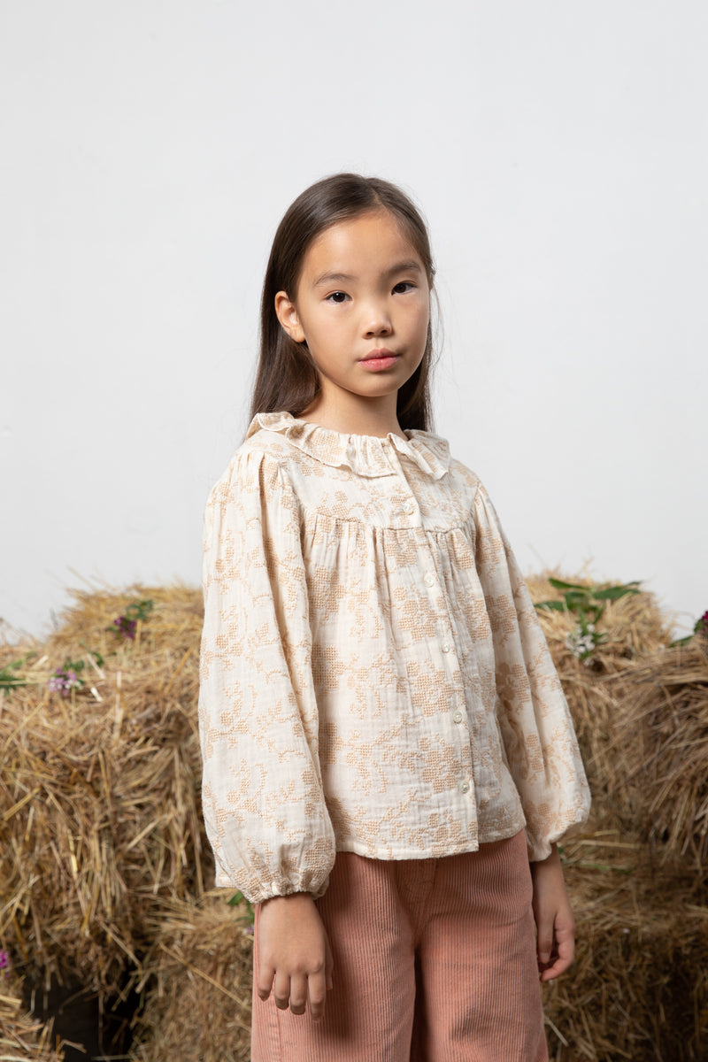 Isabella Blouse Natural Embroidery