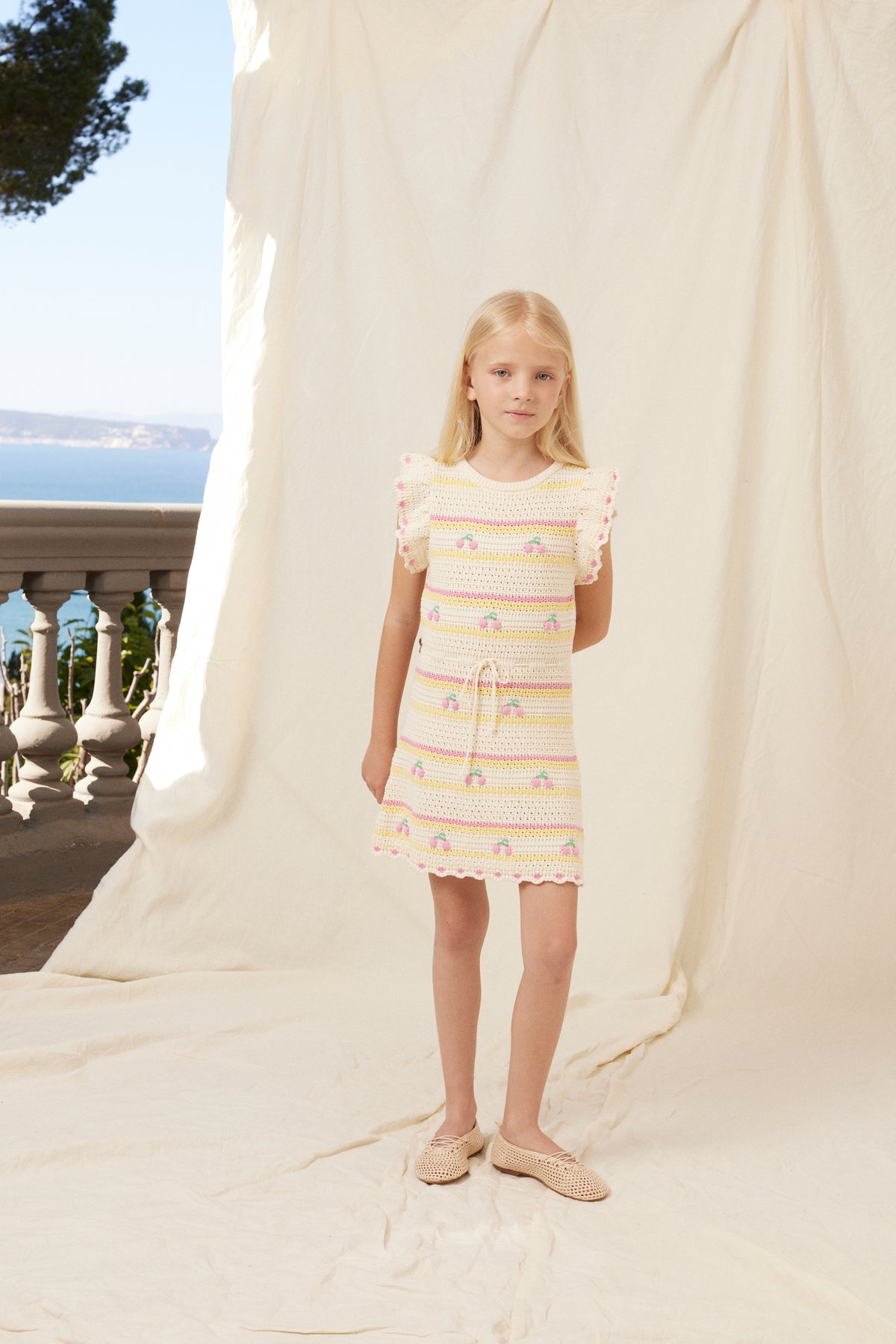 yellow stripe shirt dress Lido Shirt Dress (Silk Cotton Stripe) Meringue / XS
