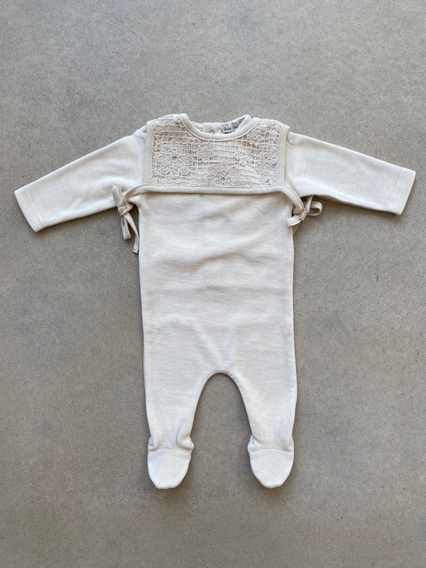 Iris Velour Collar Overall Ivory