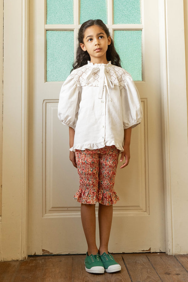 Clara Floral smocked shorts-12years